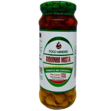 Imagem de Pimenta Biquinho Mista em Conserva 350g - Fogo Mineiro
