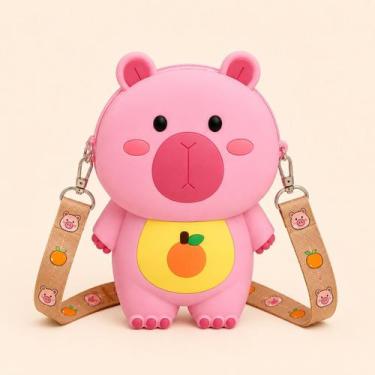 Imagem de Bolsinha Mini Infantil Capivara Capy bala Mochilinha Silicone Confortá