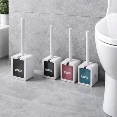 Imagem de Escova Sanitária Plástico Suporte Esfregar Vaso Remove Limo Sujeira Ba
