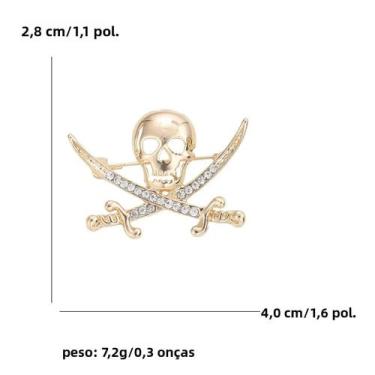 Imagem de Broche De Caveira Unissex Feminino Com Strass, Alfinete De Lapela De M