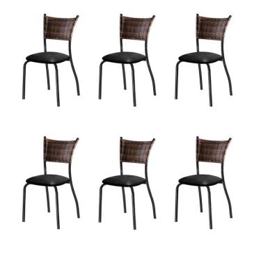 Imagem de Conjunto com 6 Cadeiras Espanha IV Preto 89 cm