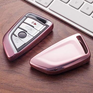 Imagem de WSWJDW Porta-chaves em TPU macio capa para porta-chaves do carro Bolsa para chaves em anel, adequado para BMW X5 F15 X6 F16 G30 7 Série G11 X1 F48 F39, rosa