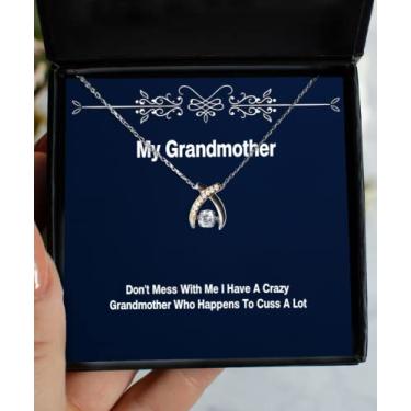 Imagem de SpreadPassion Colar Don't Mess with Me I Have A Crazy Grandmother Who Happens to Cuss A Wishbone Dancing Grandmother (Não Mess with Me I Have A Crazy Grandmother Who Happens to Cuss A Wishbone)