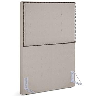 Imagem de Cabeceira Cama Box Solteiro Com Tachas 100 cm Vicenza L02 Linho Bege - Lyam Decor