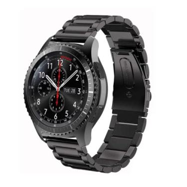 Imagem de Pulseira 22mm Metal 3 Elos Preto compatível com Samsung Galaxy Watch 3 45mm - Galaxy Watch 46mm - Gear S3 Frontier - Amazfit GTR 47mm - (C7COMPANY)