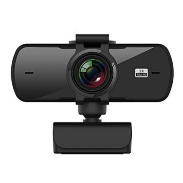 Imagem de 125 Webcam USB, câmera ajustável para computador, webcam com microfone, transmissão ao vivo, USB para computador, acessórios de alta definição 2K 1440P (preto)