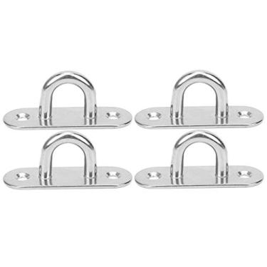 Imagem de Gancho de parede em forma de U, placa de aço inoxidável, 4 peças de suporte de parede de aço inoxidável, almofada de gancho para barco, corda, para pendurar no sofá para pendurar corda de ioga, ventilador de teto