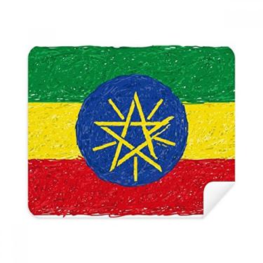 Imagem de Listras Bandeira da Etiópia Pano de limpeza para desenho de giz de cera, 2 peças, tecido de camurça
