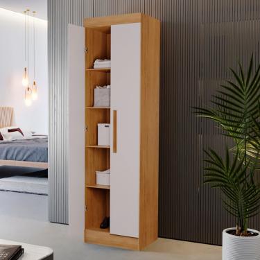 Imagem de Multiuso Hera com 4 Prateleiras Moderna Mobília - Imbuia/Off White/Imbuia