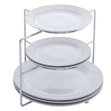 Imagem de Organizador Suporte De Pratos Cromado Divisor 3 Níveis Rack