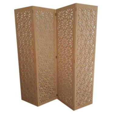 Imagem de Biombo 4 Folhas 172X180cm Mdf Modelo 12 Cru Vazado