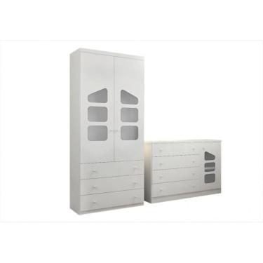 Imagem de Quarto Infantil com Guarda Roupa 02 Portas e Cômoda Sapateira Eloisa ? Phoenix Baby