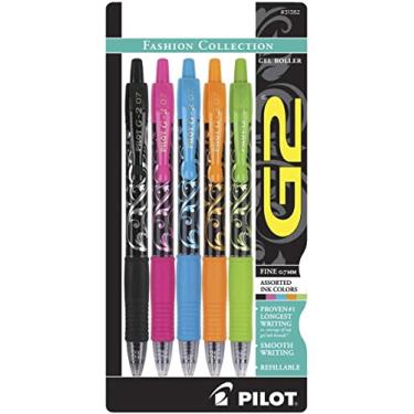 Imagem de Pilot, Canetas rolo de gel premium G2, ponta fina de 0,7 mm, coleção de moda, cores sortidas, pacote com 5