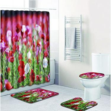 Imagem de Flor Vermelha Flor Casa De Banho Tappeti Bagno Tapete de Banheiro Conjunto de Tapete de Banho Tapis Salle De Bain Alfombra Bano,como imagem4,450MMx750MM