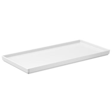 Imagem de Bandeja Travessa Retangular 27x13cm Decorativa Multiuso Pia Banheiro Lavabo Branco - 10460 Coza