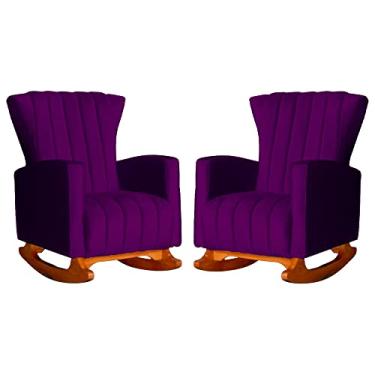 Imagem de Kit 02 Poltronas Decorativa Melinda Pés Balanço Veludo Cores - Ds Estofados