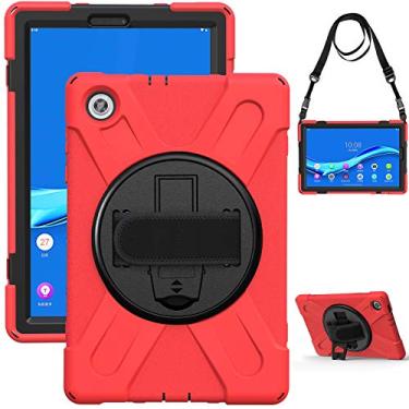 Imagem de For Lenovo Tab M10 HD 2nd Gen TB-X306X Shockproof Colorful Silicone + PC Protective Case with Holder & Hand Grip Strap & Shoulder Strap