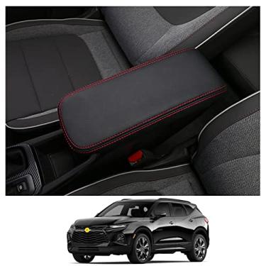 Imagem de CDEFG capa de console central para Trailblazer 2021: capa de apoio de braço console acolchoado interior de carro acessórios descanso de braço capa protetora resistente a arranhõesCDEFG preto FSXT-CJ