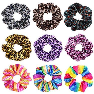 Imagem de Pacote com 12 Scrunchies de Cabelo de Frutas de Morango Scrunchie Laços de Cabelo Manga Xadrez Scrunchies Gingham Porta-Rabo de Cavalo Frutas Bobbles Floral Scrunchy, Multi-colored Scrunchies, 9 PCS