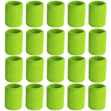 Imagem de Faixas de pulso esportivas Payanwin, 10 peças, para homens e mulheres, elástico e absorve o suor de algodão, perfeitas para basquete, futebol, tênis, futebol, corrida e malhar, 10Green