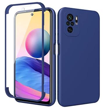 Imagem de 360 proteção total capa à prova de choque para xiaomi redmi note 10 9 8 pro max 10s 9a 9c mi 11 filme de tela frontal de silicone líquido traseiro, t3, para poco x3