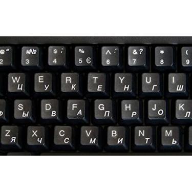 Imagem de Online-Welcome Adesivos de teclado com letras brancas russas fundo transparente para qualquer laptop, computador, computador e mesa