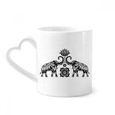 Imagem de Caneca de café de cerâmica com desenho de elefante, copo de coração de vidro