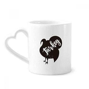 Imagem de Caneca de animal de peru preto e branco caneca de café cerâmica copo de coração de vidro