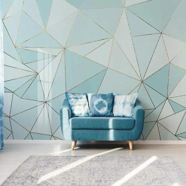 Imagem de Mural de parede 3D personalizado moderno abstrato geométrico linhas douradas papel de parede foto sala de estar tv sofá quarto fundo azul afrescos 300 cm (C) × 210 cm (A)