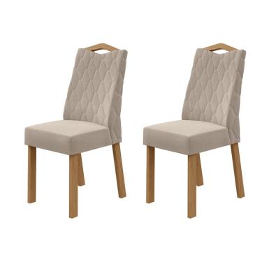 Imagem de Conjunto com 2 Cadeiras Venus Veludo Creme e Amêndoa Clean