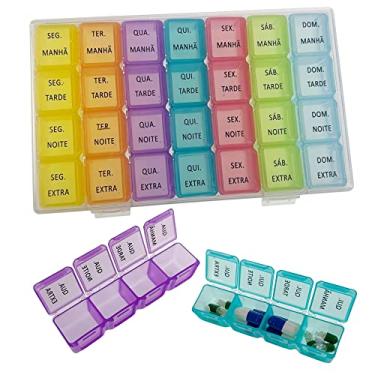 Imagem de Porta Comprimidos Organizador De Medicamentos Remédio Diário e Semanal Caixa Organizadora De Medicações C/ 28 Compartimentos