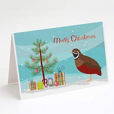 Imagem de Caroline's Treasures BB9323GCA7P Cartões de felicitações e envelopes de Natal de codorna chinesa pintados ou rei, pacote com 8, 7 x 5, multicolorido