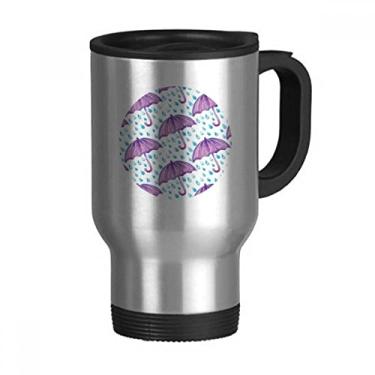Imagem de Guarda-chuva roxo aquarela para viagem caneca de viagem tampa flip aço inoxidável copo carro copo térmico