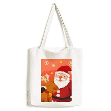 Imagem de Natal, Papai Noel, floco de neve, alce, bolsa de compras, bolsa casual