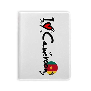 Imagem de Caderno com ilustração de coração I Love Cameroon Word Flag Diário capa macia