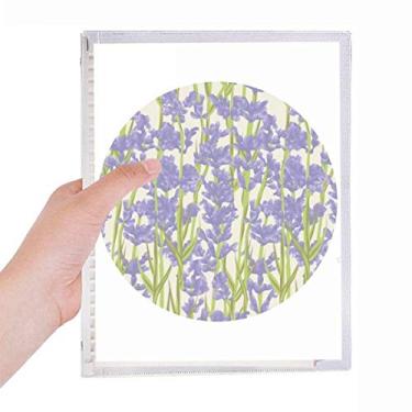 Imagem de Caderno de folhas soltas com pintura de plantas de flores, lavanda, diário recarregável