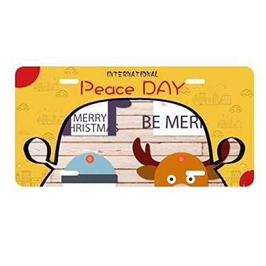 Imagem de DIYthinker Placa de carro com imagem de rena de feliz Natal para decoração de carro, dia da paz