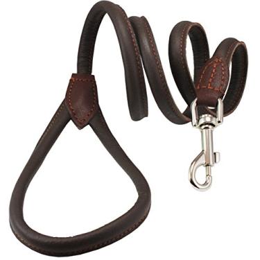 Imagem de Coleira para cachorro Dogs My Love 1,2 m de comprimento redonda de couro genuíno enrolada marromDogs My Love Medium: 7/16" (10mm) marrom Z-981-6