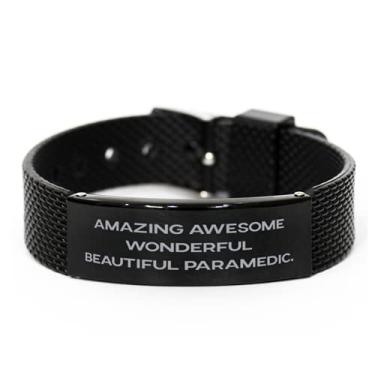 Imagem de Bracelete paramédico de malha de tubarão preto, incrível e maravilhoso paramédico, presentes sarcásticos para colegas de trabalho
