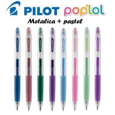 Imagem de Kit Caneta Gel Pop'lol 0.7 Pilot - C/8 Metalicas E Pastel