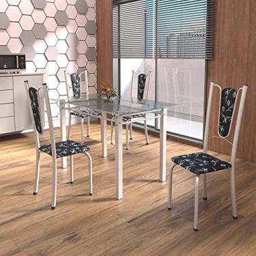 Imagem de Conjunto de Mesa Tubular 4 Cadeiras 120cm com Tampo de Vidro Melissa Soma Móveis