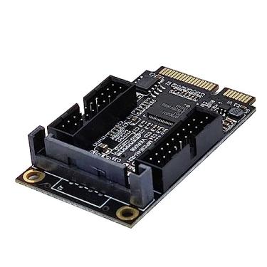 Imagem de predolo PCIe Expansion Card 4 Port Riser Card High Performance 5Gbps Mini PCIe to Dual Ports USB3.2 Front Pin Header for Windows XP Win8 2003 Win7,