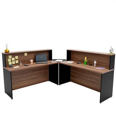 Imagem de Balcão Atendimento De Canto Em L Recepção/consultório 140x60 (Nogal)