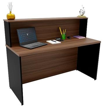 Imagem de Balcão Atendimento Recepção Consultório 1400x600 Netmobil (Nogal)