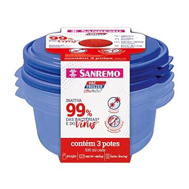 Imagem de Conjunto com 3 Potes Plástico Ultraprotect de 530ml, Linha Vac Freezer, Sanremo.