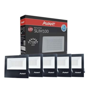 Imagem de Refletor Led Avant 100W 3000K Bivolt Preto 5 Unidades