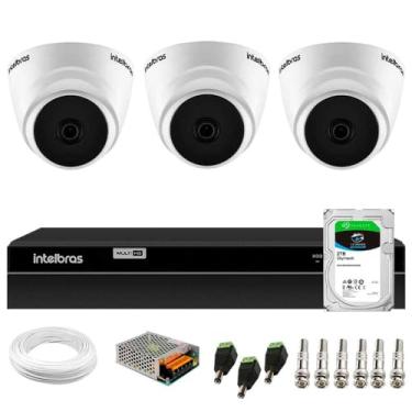 Imagem de Kit 3 Câmeras Intelbras Vhd 1220 G7 Dome Full Hd com Visão Noturna de 20m Multi Hd + Dvr Intelbras Mhdx 1204 4 Canais + Hd Skyhawk 2tb