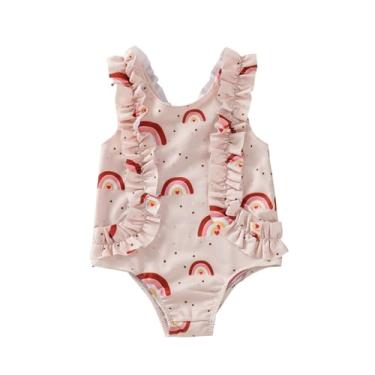Imagem de Mercatoo Conjuntos de biquíni para meninas com alças de babados maiô biquíni decote em V conjuntos de biquíni para meninas bebês meninas, Bege, 0-6 Months