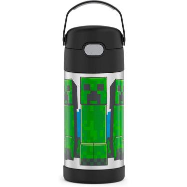Imagem de THERMOS FUNTAINER 12 Onças de aço inoxidável vácuo isolado crianças garrafa de palha, Minecraft