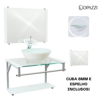 Imagem de Gabinete De Vidro Para Banheiros Com Cuba Redonda E Espelho Incluso Em